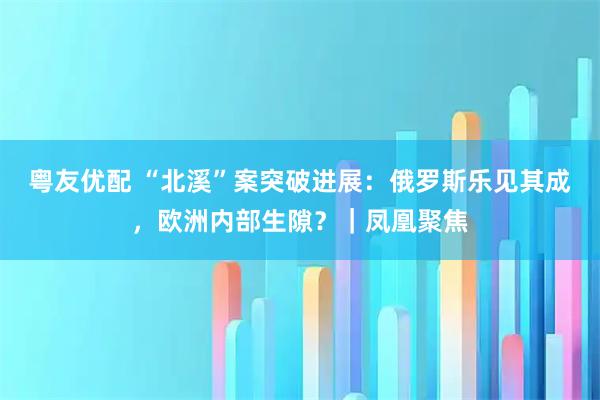 粤友优配 “北溪”案突破进展：俄罗斯乐见其成，欧洲内部生隙？｜凤凰聚焦